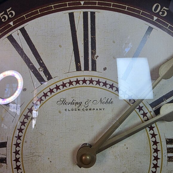 Sterling & Noble Large Wall Clock With Roman Numerals & Thermometer 13" Vintage - Picture 3 of 10